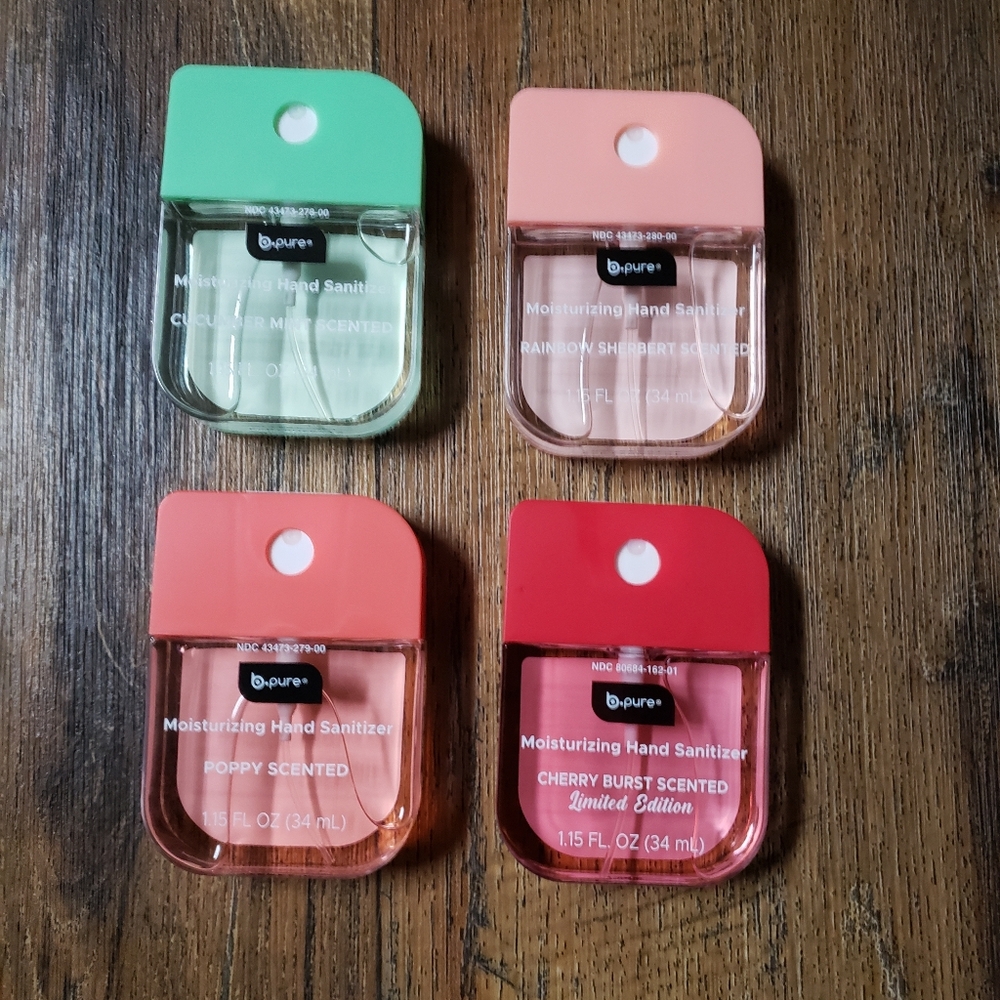 B Pure Hand Spray Sanitizer Poppy, Cumcumber Mint, Rainbow Sherbert,Cherry